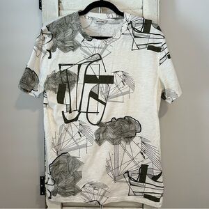 Only & Sons crew neck short sleeve t-shirt size L white with green abstract